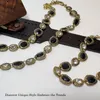 Комплект ожерелья и серег, модные ювелирные изделия из обсидиана, высокое качество, изысканные драгоценные камни, браслет-бабочка для женщин, подарок, испанский романтический