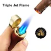 Lighters New Cigar Lighter Windproof Mini Pocket 3 Jet Torch Blue Flame Butane Gas Torch Cigarette Lighters Cigar Accessories with Needle YQ240124