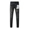 Designer jeans lila jeans mens jeans trendig orolig svart rippade hål stänkade bläck män byxor sträcka smala passformade mens staplade jeans lila märke jeans