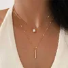 Pendant Necklaces VAGZEB New Fashion Gold Color 3 Layered Crystal Necklace for Women White Cubic Zirconia Heart Star Pendant Necklace Jewelry Gift YQ240124