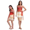 Cosplay Perruques Adulte Enfants Cosplay Vaiana Moana Princesse Costume Robe Collier Perruque Fille Halloween Party Moana Robe Costume CosplayL240124