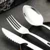 Kamp Mutfak 3pcs/Set Dış Mekan Portatif Paslanmaz Çelik Tanda Tahsil Eden Kaşık Kaşık Seti Fork Bıçak Yemek Takımı Kampı Pişirme Sofra Takımı YQ240123