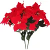 Decorative Flowers 2PCS Simulation Red Poinsettia Bushes Christmas Bouquets Artificial Xmas Tree Ornaments Centerpiece For Home