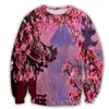 Herrtröjor Män/kvinnor Cherry Blossom 3D Printed Clothing Casual Sport Streetwear Pullover S10