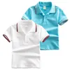 Solid Teen Polo Tshirt Summer Cotton Boys Tops Tees Elegant Children Shirt Breathable Fabric Kids Clothes 240119