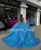 Luxury Blue Sparkly Princess Quinceanera Dresses 3D Floral Applique Off Shoulder Corset vestidos de 15 anos quinceaneras 2024