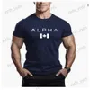 T-shirts hommes T-shirt pour hommes été compression serré lettre pour hommes imprimé à manches courtes sport fitness haut décontracté surdimensionné vêtements pour hommes T240124