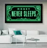 Money Never Sleeps Canvas Paintings Art Posters and Inspiring Phrases Prints Wall Art Pictures for Living Room Home Decoration Cua4524355