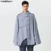 Män kappa rockar LAPEL Löst fast färgknapp Streetwear Casual Male Ponchos Cape Fashion Oregelbundet Trench S-5XL Incerun 240122