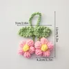 Decorative Flowers Knitted Flower Hanging Car Keyring Bag Artificial Handmade Crochet Keychain Creative Decor Accessories