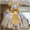 Robes de fille de fleur en stock 4-10 ans bébé filles robe élégante princesse année robes de fête enfants pour mariage enfants vêtements de cérémonie 21032 Dhlim