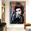 그림 일본어 게이샤 낙서 예술 포스터와 인쇄물 이자카야 인테리어 패션 홈 장식을위한 초상화 벽 사진 캔버스 그림
