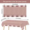 Pink Rose Gold Party Supplies Pink Rose Gold Party Table Cloth Table Cover Banner Girl's Birthday Party Decoration 240124