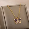 Anhänger Halsketten Zirkon Schmetterling Anhänger Halsketten Für Frauen Edelstahl Kristall Kragen Choker Halskette Ästhetischer Schmuck Geschenk emo YQ240124