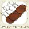 Keychains 50 Pcs Wood Blanks Round Shaped Wooden Keychain Set Rings Key Tags Supplies Coffee Color For DIY Gift Crafts