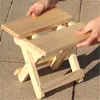 Camp Furniture Wooden Folding Stool Kids Chair Solid Portable Household Wood Fishing Small Bench Square