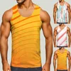 Regatas masculinas vintage listrado impressão coletes magro tripulação sem mangas musculação exercício casual retro conforto roupas esportivas