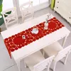 Tafelkleed 2024 Kerst Geborduurde Lopers Luxe Poinsettia Holly Runner Voor Koffie Bureau Xmas Placemat Decoraties