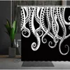 Shower Curtains Octopus Shower Curtains Marine Life Black White Tentacle Turtle Hippocampus Cartoon Animal Print Bathroom Decor Fabric Curtains