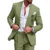 Mäns kostymer 2024 Löst storlek Fashion Versatile Suit Tvådeluppsättningen med enkel rad en knapp fast färg