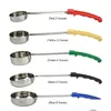 Measuring Tools Pizza Spread Sauce Ladle Rubber Handle Flat Bottom Kitchen Cooking Spoon Stainless Steel Stir Soup -4 Oz Drop Delivery Ot65O