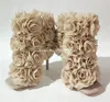 Klänningskor unik stil blommor dekorerade tunna häl sandaler charmig fyrkantig öppen tå rosa beige svart stilett bröllop klackar