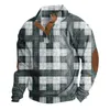 Felpe con cappuccio da uomo 2024 Felpe da uomo Autunno Inverno Casual Colletto alla coreana Pullover con bottoni Top Vintage Plaid Patchwork Outdoor