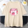 Women's T Shirts Strawberry Milk Cartoon Printing Tee-shirt Casual Short Sleeve O-neck T-shirts Cotton Soft High Quality Tshirts Women Girls