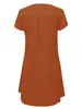 Casual jurken Dames zomermode losse pasvorm rok met korte mouwen V-hals effen kleur trui geweven jurk potlood