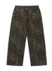 Calças masculinas homens leopardo impressão estilos de rua baggy calças de dança skate calças cruzadas