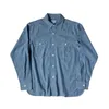 Men's Casual Shirts Non Stock Classic Chambray Shirt Spring Two-Pocket Workshirt Light Blue
