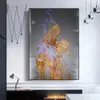 Paintings Abstract Metal Figure Statue Canvas Painting Poster and Prints Golden Portrait Sculpture Wall Picture for Living Room Home Decor