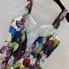 luxurious women designer clothing fashion Flower print sling high quality leisure sleeveless dress Jan 24 New