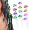 10 paquets de lumières LED cheveux émettant des fibres optiques LED barils de cheveux réductions de fête bar danses pinces à cheveux flash tissage 240124
