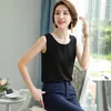 Damestanktop #1552 Zomer Chiffon Vesten Voor Vrouwen Casual Losse Tops Dames Retro Tanktop Vrouwelijk Zwart Wit Femme Mouwloos O-hals