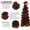 Synthetische pruiken 32 inch #4 Chocolade Kastanjebruin Bruin Body Wave Haarweefselbundel met Sluiting Frontale 5x5 HD Ombre Gekleurde Bundel met SluitingL240124