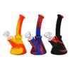 DHL Camouflage Silicone colorato Bong per acqua Pipa per tabacco Pipa per tabacco Mini beaker Bong Stampa di cartoni animati con siliconi Downstem Ciotola di vetro Dab Oil Rigs