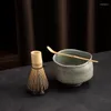 Ensembles de service à thé en poterie brute de Style japonais, thé Matcha Vintage, bol naturel, cérémonie, outils de fabrication faits à la main, accessoires