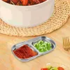 Plates Stainless Steel Multi-compartment Spice Plate Kitchen Gadget Meal Accessories 2pcs Packaged Soy Sauce Snack Dish