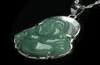 925 Pure Silverencrusted Jade Buddha Pendant Natural A Goods Myanmar Oil Emerald Male Necklaces Women5164450