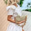 Fashion Conch Straw Słomowe torby krzyżowe dla kobiet marki wiklinowe tkaninowe torby designerskie rattan żeńskie torebki i sprzęgło 2022345o