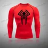 T-shirt da uomo Palestra Uomo Fitness Abbigliamento sportivo T-shirt Uomo Compressione Corsa Abbigliamento sportivo Felpa attillata Rash Guard Lycra T-shirt manica lunga T240124