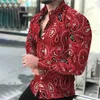 Men's Casual Shirts Long Sleeve Hawaii Shirts Men Fashion Shirt Luxury European Style Blouse Golden Beach Blouse Men Clothing Vocation Camisas Male T240124