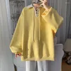 Herren-Kapuzenpullover, übergroßer Pullover für Männer und Frauen, Paare, Frühlings-Herbst-Waffel-Poloshirt, trendige Marke im Hongkong-Stil, lockeres Mantel-Oberteil
