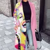 Autumn And Winter New Products For Women's Casual Loose Fashion Printed Patchwork Long Woolen Coat For Women