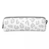 Sacos cosméticos leopardo impressão lápis caso prata cinza e branco caneta titular saco meninas meninos grande armazenamento estudantes escola pencilcases