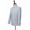 Men's Suits Men Suit High End Business White Linen Light Blue Stripe Formal Wedding Dress Tuxedo 2 Piece Jacket And Pants