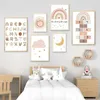 Pinturas Boho Canvas Pintura para Quarto Infantil Arco-íris Alfabeto Sun Moon Cactus Arte de Parede Pôsteres Decoração de Berçário Imagem Decorativa