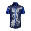 Men's Casual Shirts Men Relaxed Fit Shirt Shiny Surface Performance For Club Party 70s Disco Stage Show Long Sleeves Satin