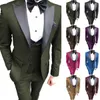 Best man Suit Wedding peaked Lapel Back Vent Single Breasted Groom Tuxedo Bridegroom suit 3 Pieces (Blazer Vest Pant)suits Tuxedos Pure Color